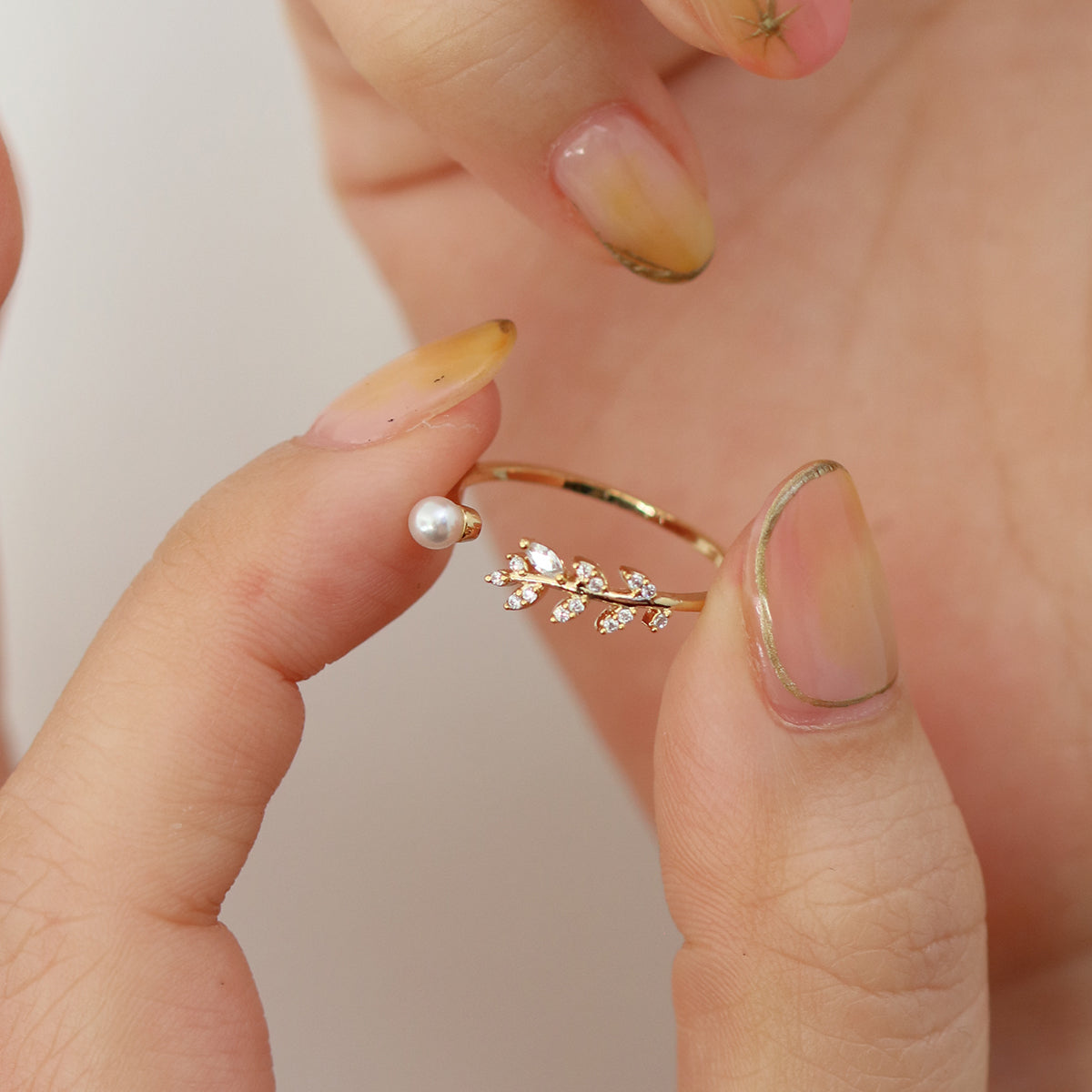 Pearl leaf ring-1