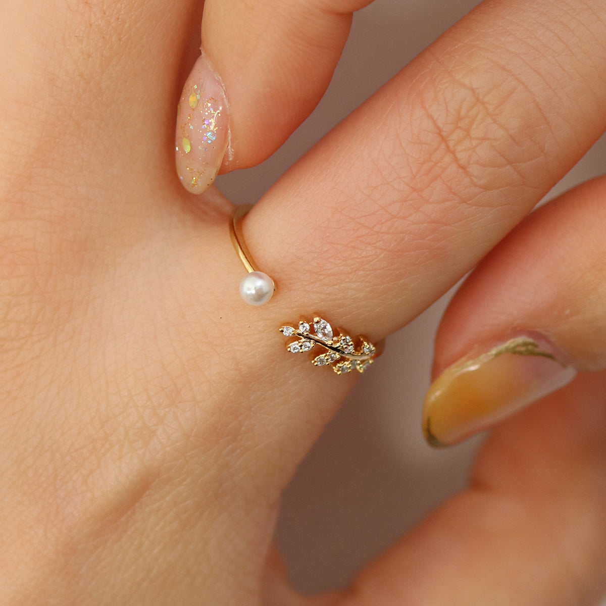 Pearl leaf ring-2