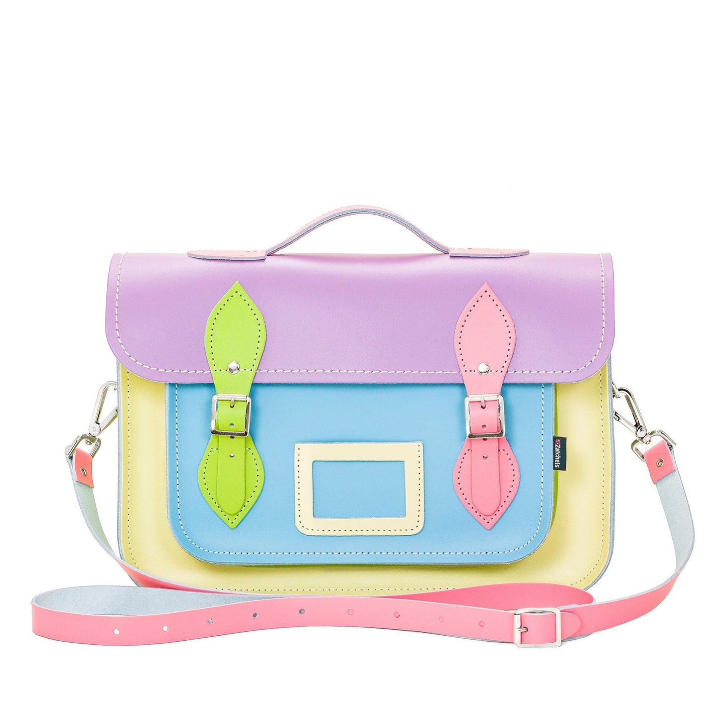 Handmade Leather Satchel - Pastel Kaleidoscope-1