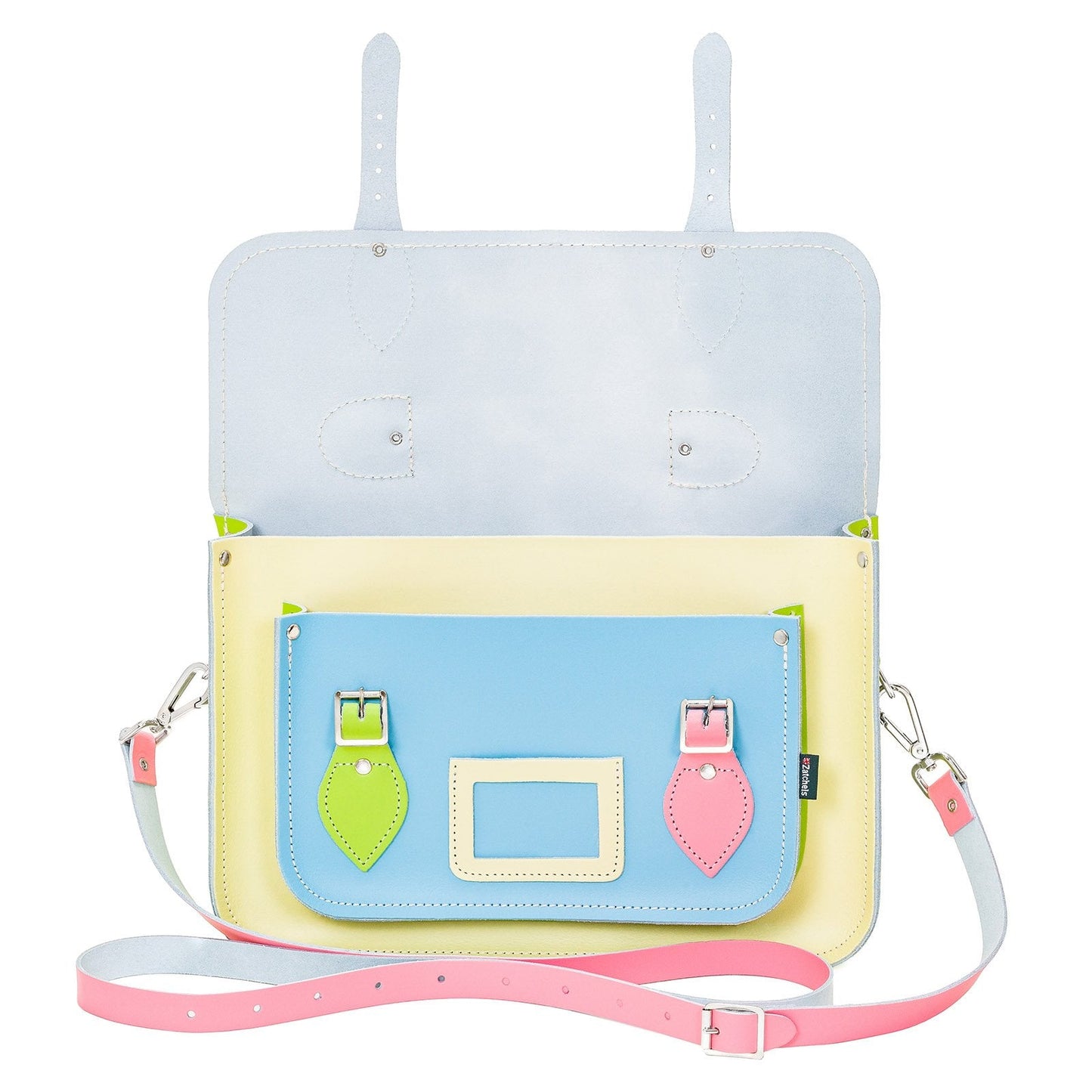 Handmade Leather Satchel - Pastel Kaleidoscope-3