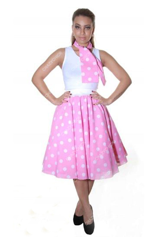 Crazy Chick Women Pink White Ladies Polka Dot Skirt ( 26 Inches)-0