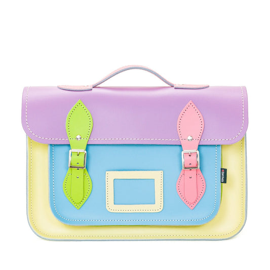 Handmade Leather Satchel - Pastel Kaleidoscope-0