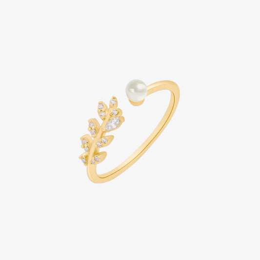 Pearl leaf ring-0